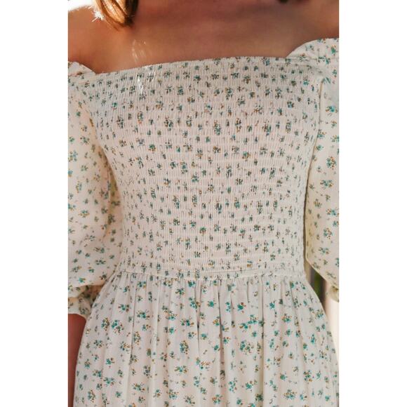 Ivy City Co Womens Micro Blue Floral Madeline Midi Dress XS Prairie Cottage - Picture 2 of 11